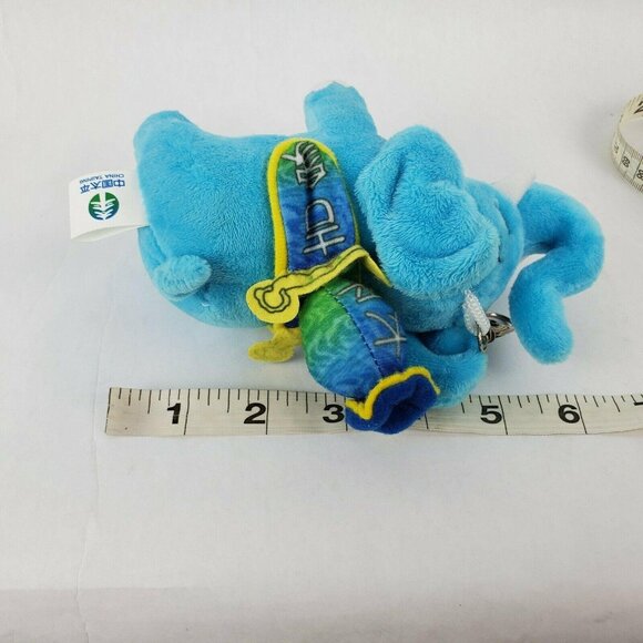 Blue Elephant 6 inch Plush Keychain With Embroidered Saddle Clip-On Accessory - Picture 9 of 9